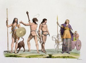 Brytyjczycy, Kaledończycy i królowa Boadicea, tablica 4 z Historii Narodów (akwatinta) autorstwa Italian School