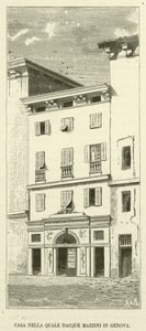 Dom, w którym urodził się Mazzini w Genui (grafika) autorstwa Italian School