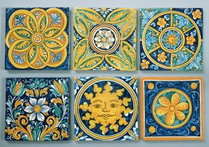 Płytki ceramiczne w typowym stylu Caltagirone (ceramiczne) autorstwa Italian School