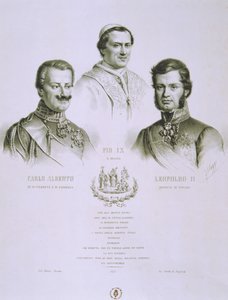 Karol Albert, Pius IX i Leopold II, 1848 autorstwa Italian School