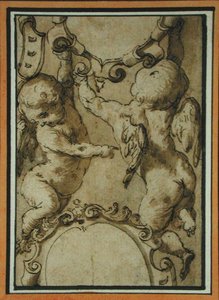 Aniołki, początek XVII w. (pióro i atrament i umyć na papierze) autorstwa Italian School