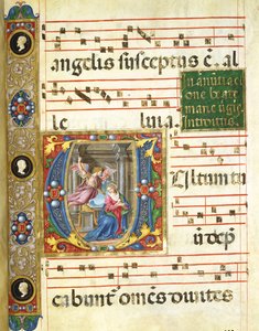 Miniatura chóralna ze Zwiastowaniem (pigment na welinie) autorstwa Italian School