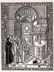 Chór kościelny, ilustracja z Practica Musicae Franchino Gaffurio (1451-1522), wydana w Wenecji 1512 autorstwa Italian School