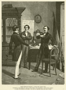 Pięć dni Mediolanu, 21 marca 1848 (rycina) autorstwa Italian School