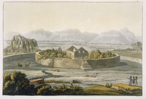 Okrągła forteca Cannar, Peru, z Le Costume Ancien et Moderne, tom II, płyta 1, Jules Ferrario, wydana ok. 1820-30 autorstwa Italian School