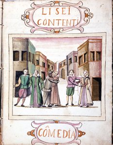 Komedia Li sei contenti po tomie rękopisu „Scenariusze najbardziej wybranych histrionów” (1621-1643). Rzym, Accademia dei Lincei. autorstwa Italian School