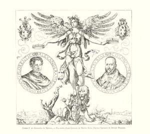 Cosimo I i Alexander de Medici, Faksymile ryciny autorstwa Martina Roty, wg British Museum Print (grafika) autorstwa Italian School