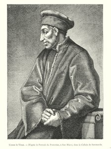 Cosmo the Elder, według portretu Pontormo, w San Marco, w celi Savonarola (rycina) autorstwa Italian School