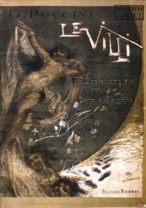 Okładka partytury do „Le Villi” Opery (1884) w dwóch aktach do Pieśni i fortepianu Pucciniego (1858 - 1924). Edycje Ricordiego. autorstwa Italian School