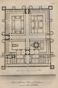 Chorwacja - Split (Spalato) - Zrekonstruowany Pałac Dioklecjana przez Roberta Adama (Pałac Cesarza Rzymskiego Dioklecjana (Gaius Aurelius Valerius Diocletianus, 245-316). Rycina z "" Zwyczajów i zwyczajów wszystkich narodów wszechświata. autorstwa Italian School