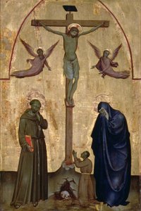 Ukrzyżowanie ze św. Franciszkiem z Asyżu i Dawcą (tempera na panelu)