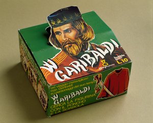 Produkty pochodne: pudełko gumy do żucia z podobizną Giuseppe Garibaldiego autorstwa Italian School