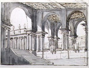 Projekt dla neoklasycznej scenografii autorstwa Italian School