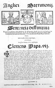 Dokument stwierdzający orzeczenie Papieża o ważności małżeństwa Henryka VIII i Katarzyny Aragońskiej, 1534 (druk) autorstwa Italian School