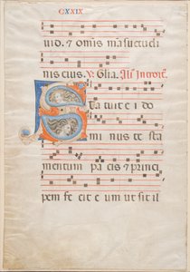 Podwójny listek z Graduału, ok. 1325 (atrament, tempera i listek złota na welinie) autorstwa Italian School