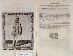 Podwójna strona Le Gratie dAmore (Le Grazie dAmore) włoskiego tancerza Cesare Negri pt. Il Trombone (1536-1604), traktat o tańcu autorstwa Italian School
