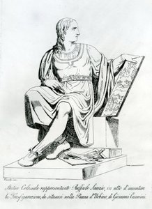 Rysunek posągu autorstwa Giovanniego Ceccariniego Raffaello Sanzio da Urbino autorstwa Italian School