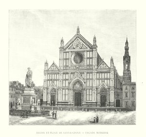 Kościół i plac Santa-Croce, nowoczesna fasada (rycina) autorstwa Italian School