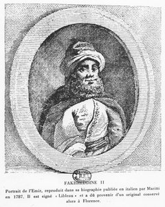 Amir jedzie do Fakhr-e-Din (grawerowanie) autorstwa Italian School
