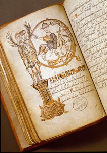 Wejście w Jerozolimie Rękopis ze szkoły bolońskiej. (MS.123-Foglio 54 v) Rzym z XI wieku, Biblioteca Angelica autorstwa Italian School