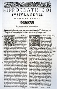 Wyciąg z przysięgi Hipokratesa po łacinie i grecku, 1588 autorstwa Italian School