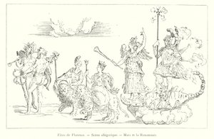 Święta Florencji, Scena Alegoryczna, Mars i Sława (rycina) autorstwa Italian School