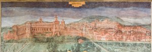 Fiorano modenese, zamek Spezzano, sala widokowa: Widok na Sassuolo autorstwa Italian School