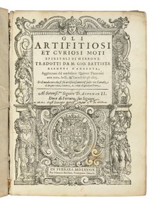 Pierwsze wydanie przekładu Aleottiego Pneumatyki Bohatera autorstwa Italian School
