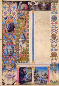 Fol.5v Genesis. Stworzenie Wszechświata z Biblii Borso d