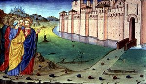 Fol.87v Chrystus jedzie do Galilei (welum) autorstwa Italian School