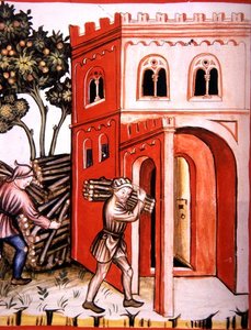 Fol.97v Winter Store, ilustracja z „Tacuinum Santiatis Codex Vindobonensis” (welin) autorstwa Italian School