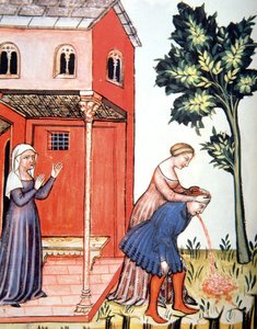 Fol.99v Wymiotowanie, ilustracja z Tacuinum Santiatis Codex Vindobonensis autorstwa Italian School
