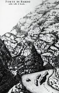 Fort Bard, rycina z Teatru Savoy autorstwa Italian School