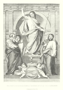Fra Bartolommeo della Porta, Le Christ et les Quarte Evangelistes, Collection du Palais Pitti (grafika) autorstwa Italian School