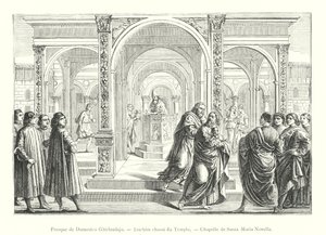 Fresk Domenico Ghirlandajo, W pogoni za Joachimem ze świątyni, kaplica Santa Maria Novella (rycina) autorstwa Italian School