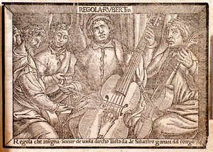 Frontyspis traktatu Regola Rubertina o viola da gamba Silvestro Ganassi z Fontego autorstwa Italian School