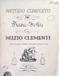 Strona tytułowa podręcznika Kompletna metoda na fortepian Muzio Clementi autorstwa Italian School