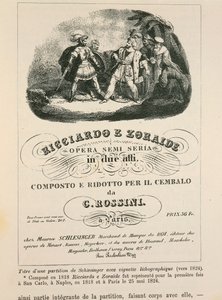 Frontyspis do redukcji klawesynu „Ricciardo i Zoraide” Gioachino Rossiniego (lito) autorstwa Italian School