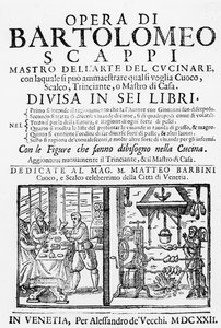Frontyspis do książki kucharskiej Bartolomeo Scappi, 1622 autorstwa Italian School