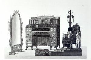 Meble w stylu greckim z dekoracji architektonicznych Gaetano Landi, sztychowane przez G. DArgenzio, 1810 autorstwa Italian School