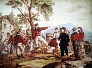 Garibaldi (1807-1882) ranny w Aspromonte. autorstwa Italian School