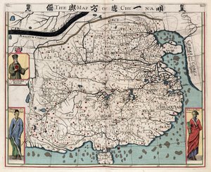 Mapa geograficzna Chin z „Dyskursu królestwa chińskiego, wyjętego z Ricius and Trigautius” Matteo Ricciego (1552-1610), autorstwa Italian School