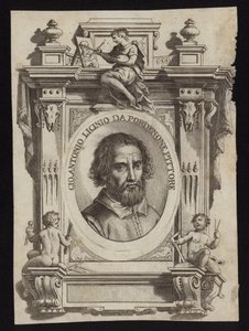 Giovanni Antonio de Sacchis, znany również jako Il Pordenone i Giovanni Antonio Licinio. Grawerowanie autorstwa Giorgio Vasari autorstwa Italian School