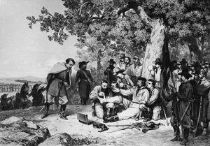 Giuseppe Garibaldi (1807-82) ranny w bitwie pod Aspromonte w 1862 r. autorstwa Italian School