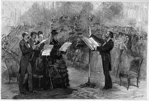 Giuseppe Verdi dyrygujący Mszą Requiem w paryskiej Opéra-Comique w 1874 r. autorstwa Italian School