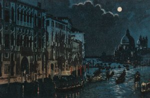 Grand Canal i Salute (kolorowa litografia) autorstwa Italian School