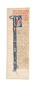 Historyczny inicjał „P” ze św. Pawłem, wycięty z iluminowanej Biblii atlantyckiej, Bolonia, ok. 1270 (tusz na welinie) autorstwa Italian School