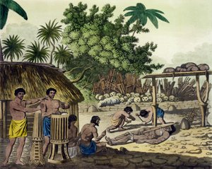 Ofiara ludzka w Otaheite, tablica 84 z Le Costume Ancien et Moderne, autorstwa Julesa Ferrario, opublikowana ok. 1820-30 (patrz także 10204) autorstwa Italian School