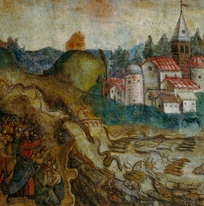 Morze wyschnie, szczegół z Objawienia Jana autorstwa Italian School
