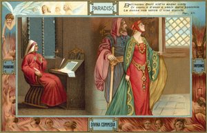 Ilustracja do Boskiej komedii Dantego (kolorowa litografia) autorstwa Italian School
